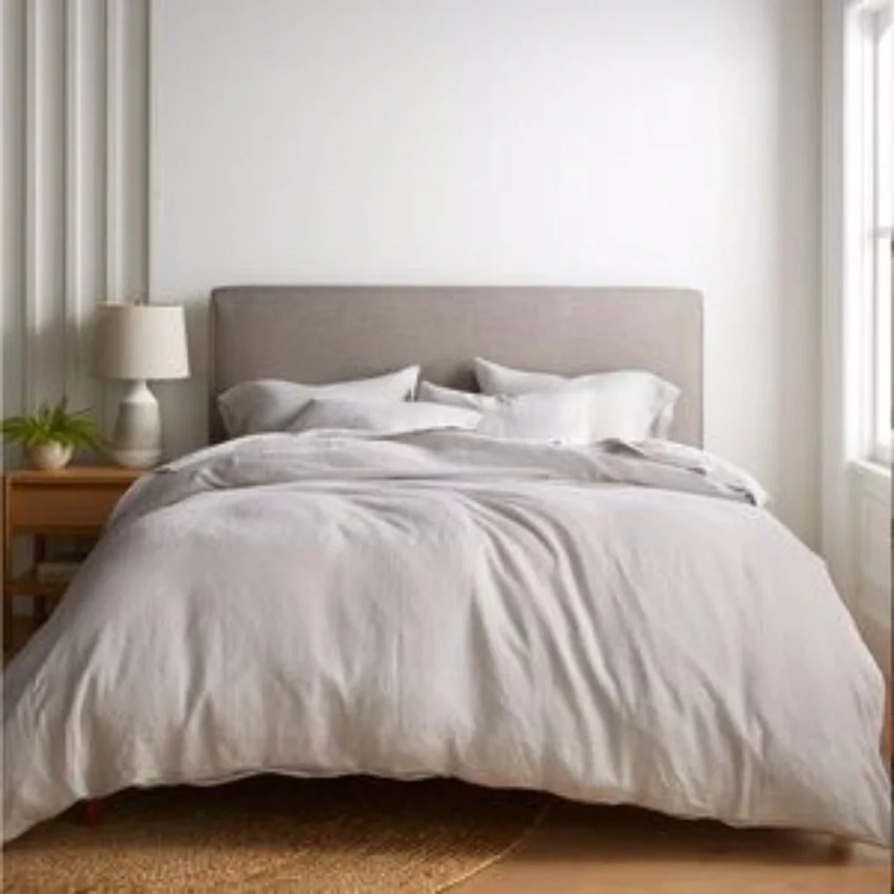 NWT Quince European Linen Queen Duvet Cover in Light Grey